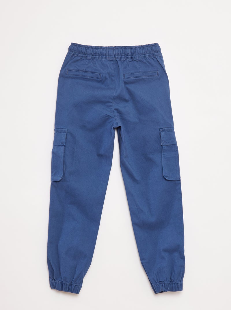 Pantalon stretch multipoches Bleu - Kiabi