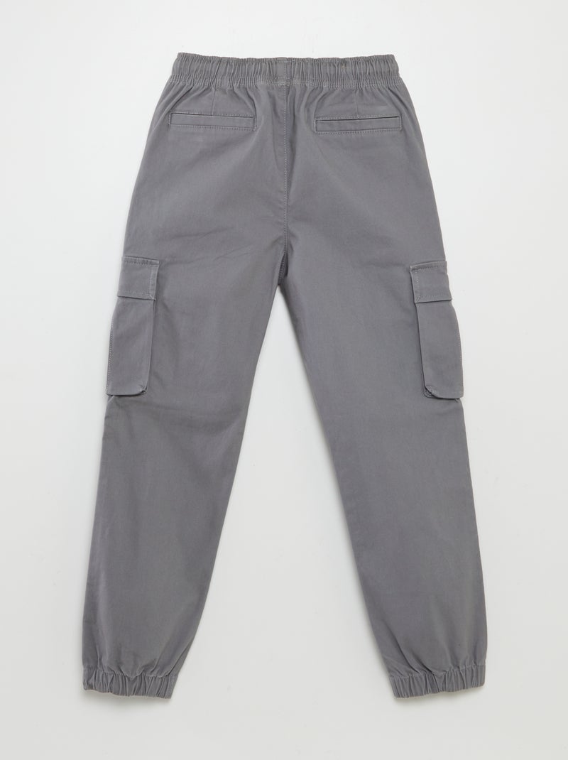 Pantalon stretch multipoches Gris lune - Kiabi