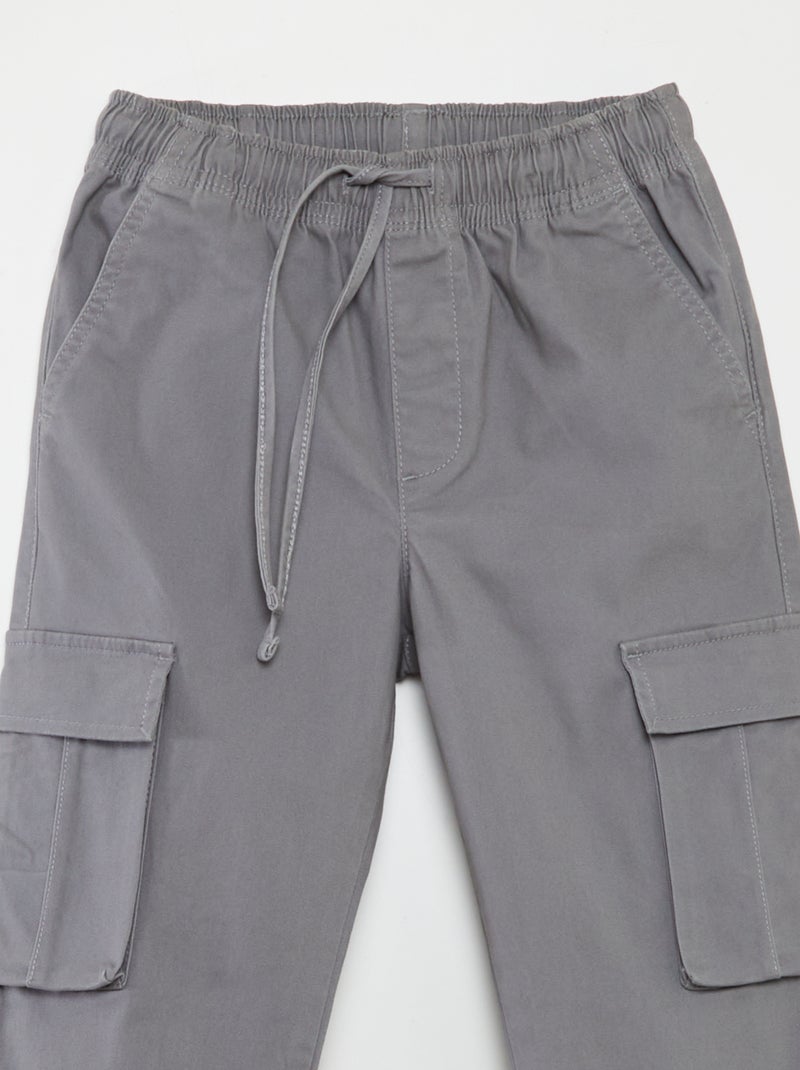 Pantalon stretch multipoches Gris lune - Kiabi