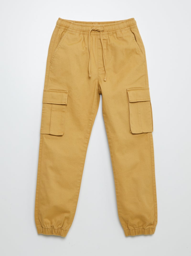 Pantalon stretch multipoches JAUNE - Kiabi