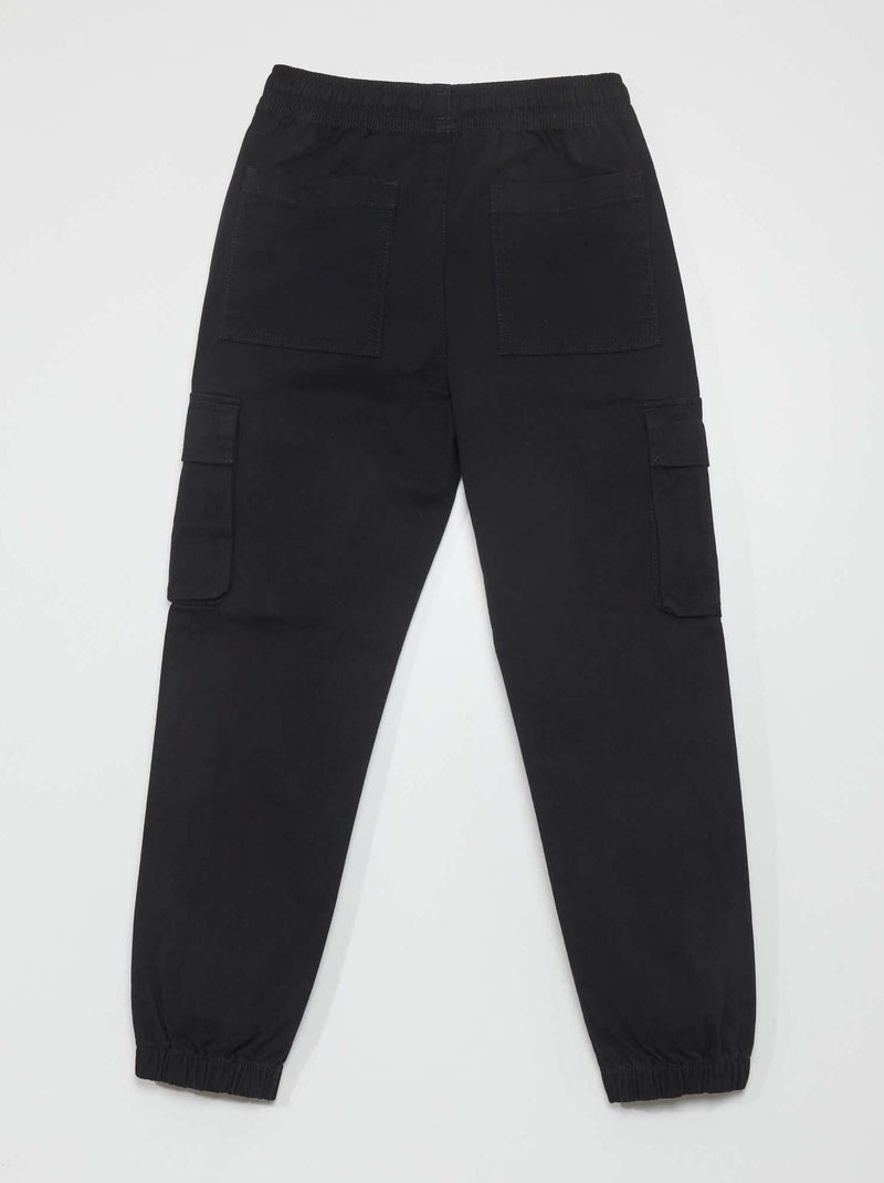 Pantalon stretch multipoches noir - Kiabi