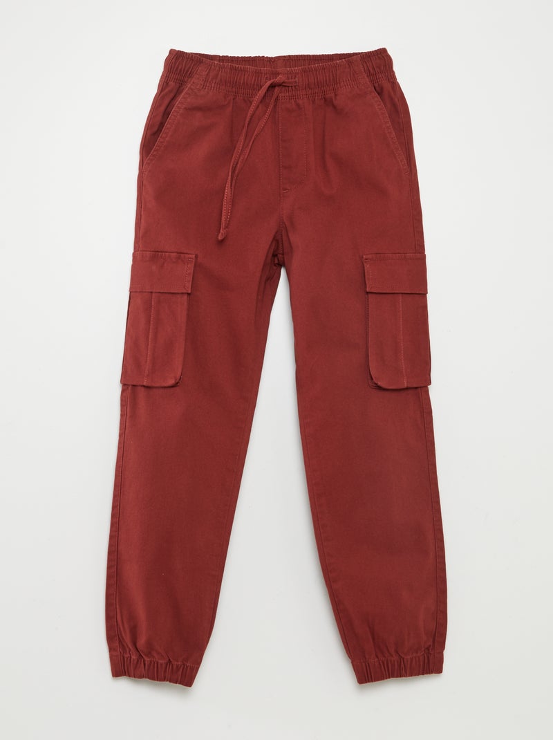 Pantalon stretch multipoches Rouge - Kiabi