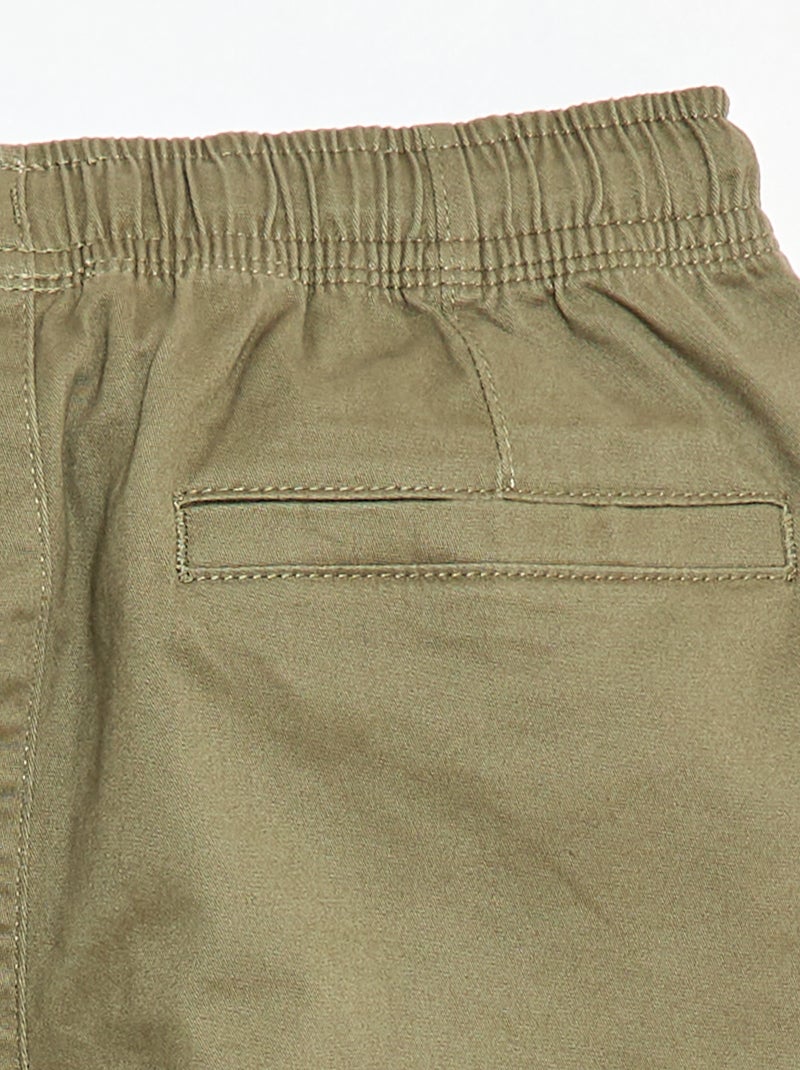 Pantalon stretch uni multipoche Vert - Kiabi