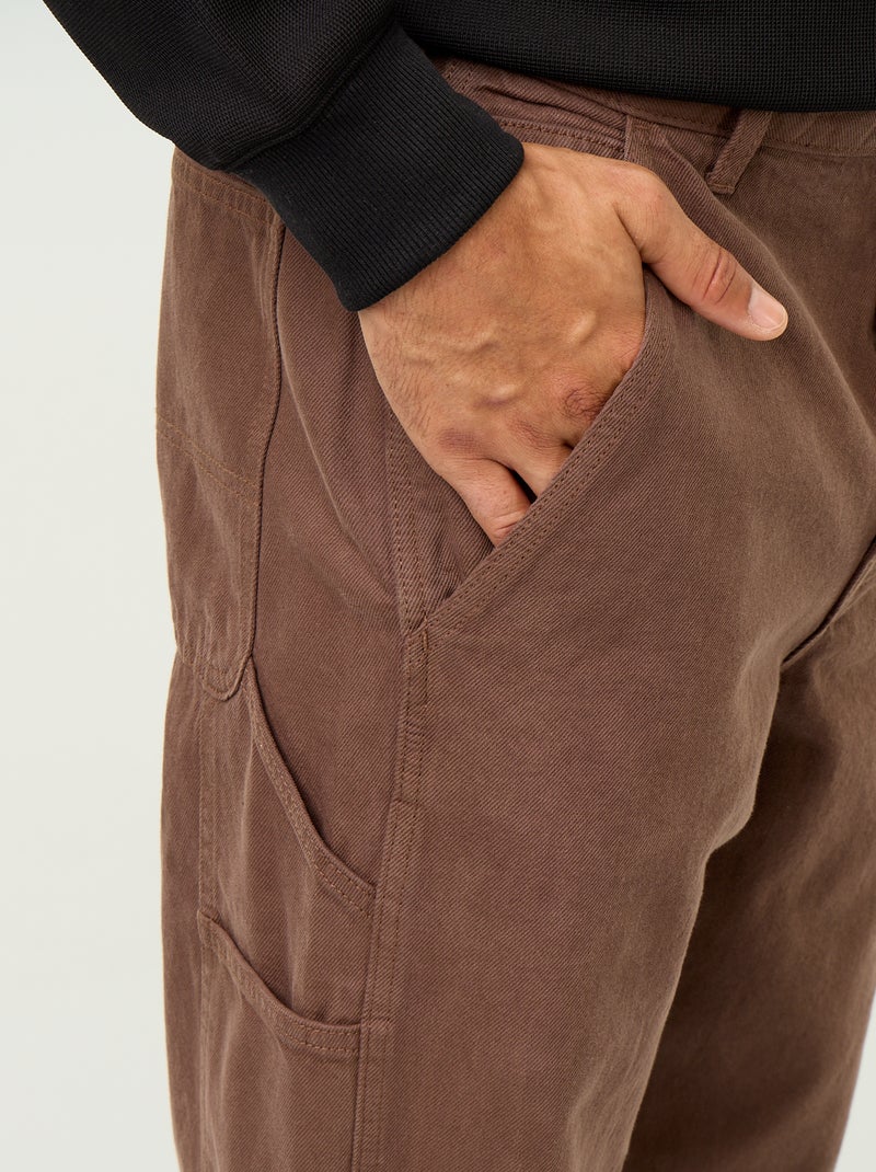 Pantalon style carpenter en denim Marron - Kiabi