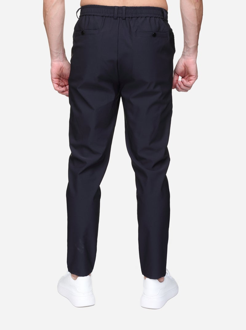 Pantalon taille elastique à bouton - Frilivin Bleu foncé - Kiabi