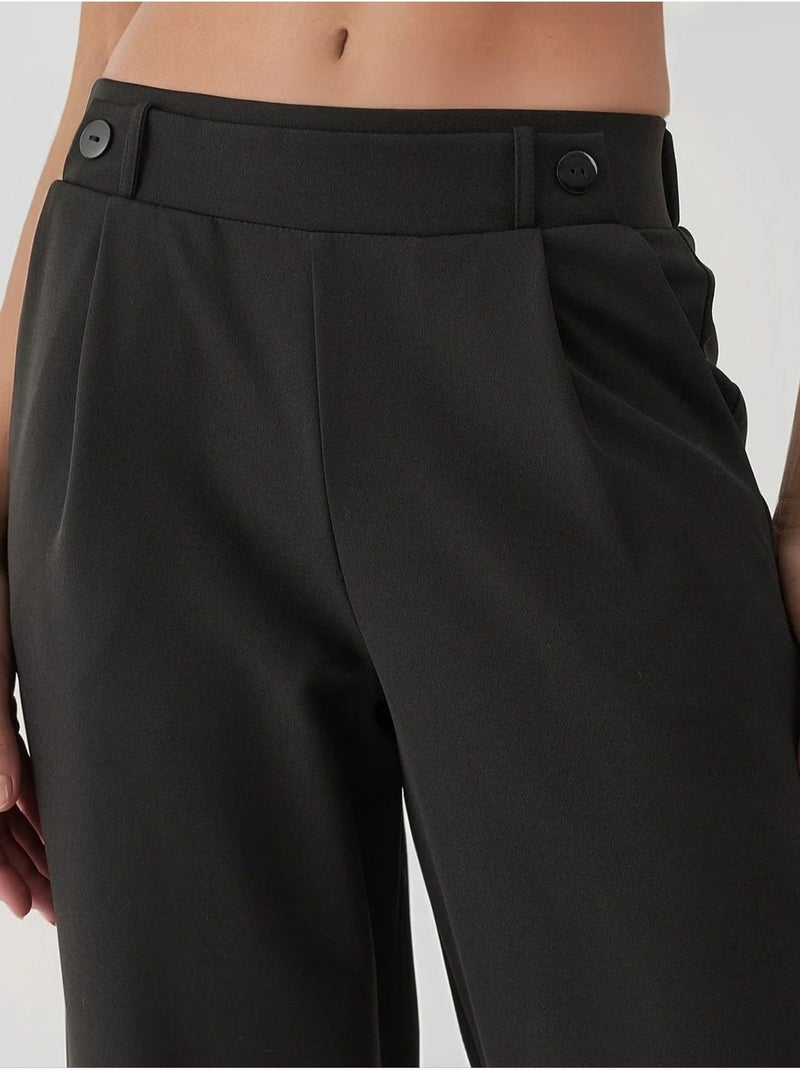 Pantalon taille haute à boutons hiccup Noir - Kiabi