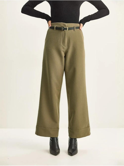 Pantalon taille haute à jambes larges lucci - Kiabi