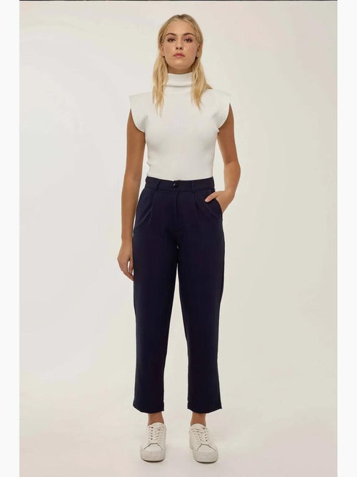 Pantalon taille haute à jambes plissées hiccup - Kiabi Pantalon taille haute à jambes plissées hiccup - Kiabi