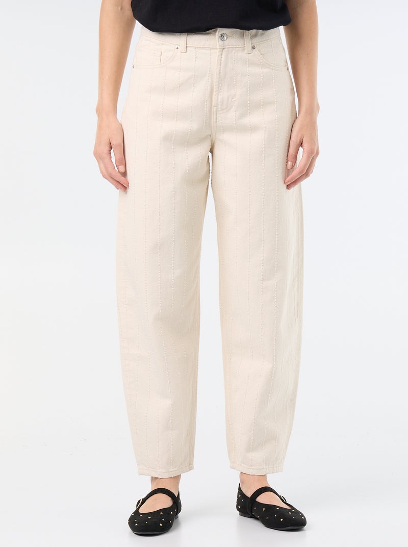 Pantalon taille haute coupe ballon Blanc - Kiabi