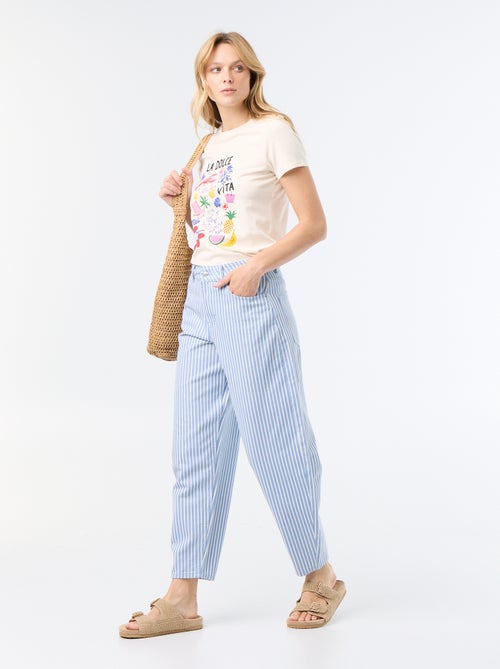 Pantalon taille haute coupe ballon - Kiabi