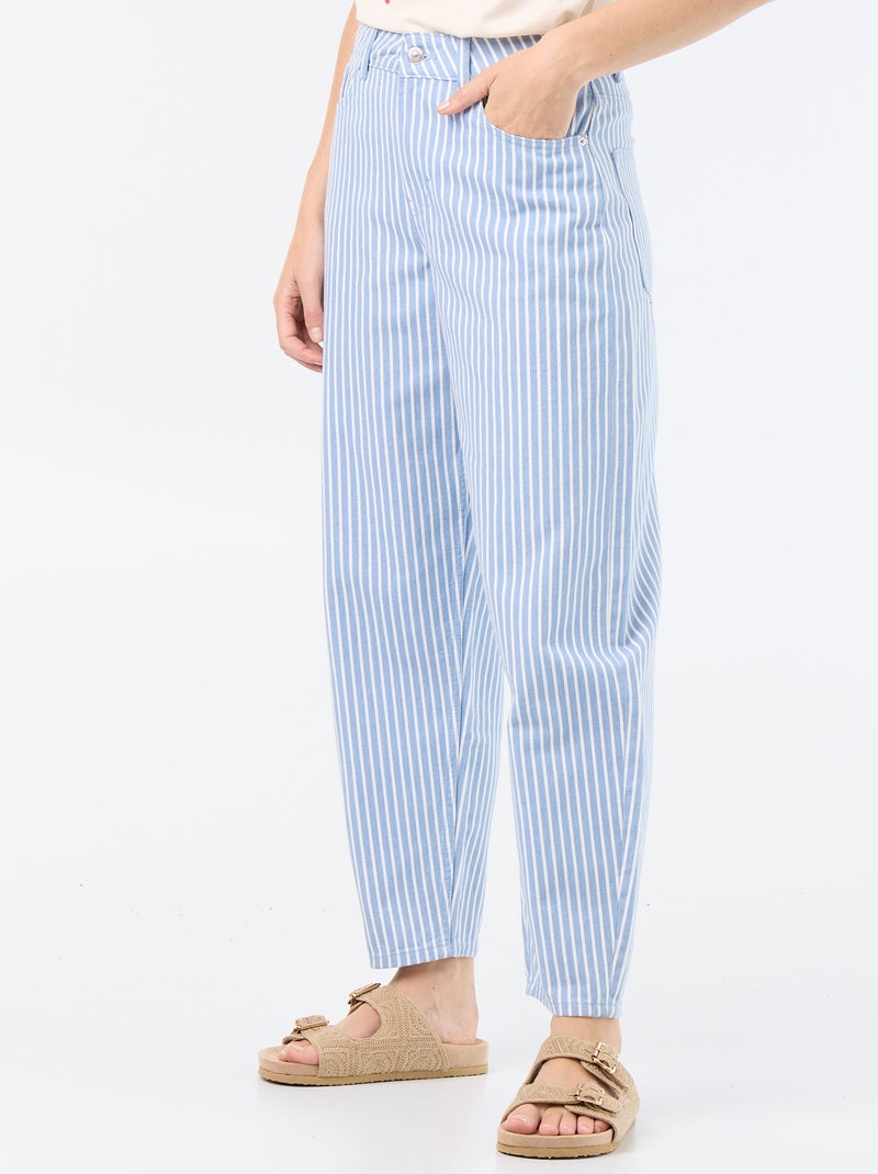 Pantalon taille haute coupe ballon Bleu - Kiabi