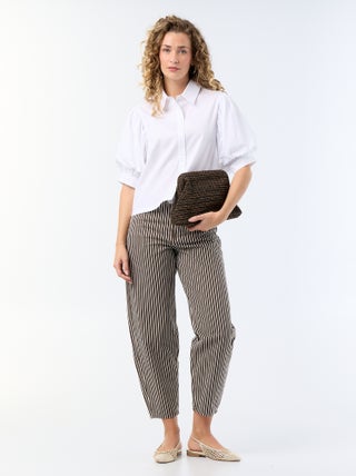 Pantalon taille haute coupe ballon
