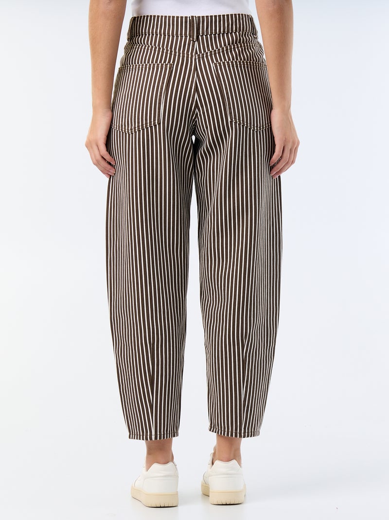 Pantalon taille haute coupe ballon Marron - Kiabi