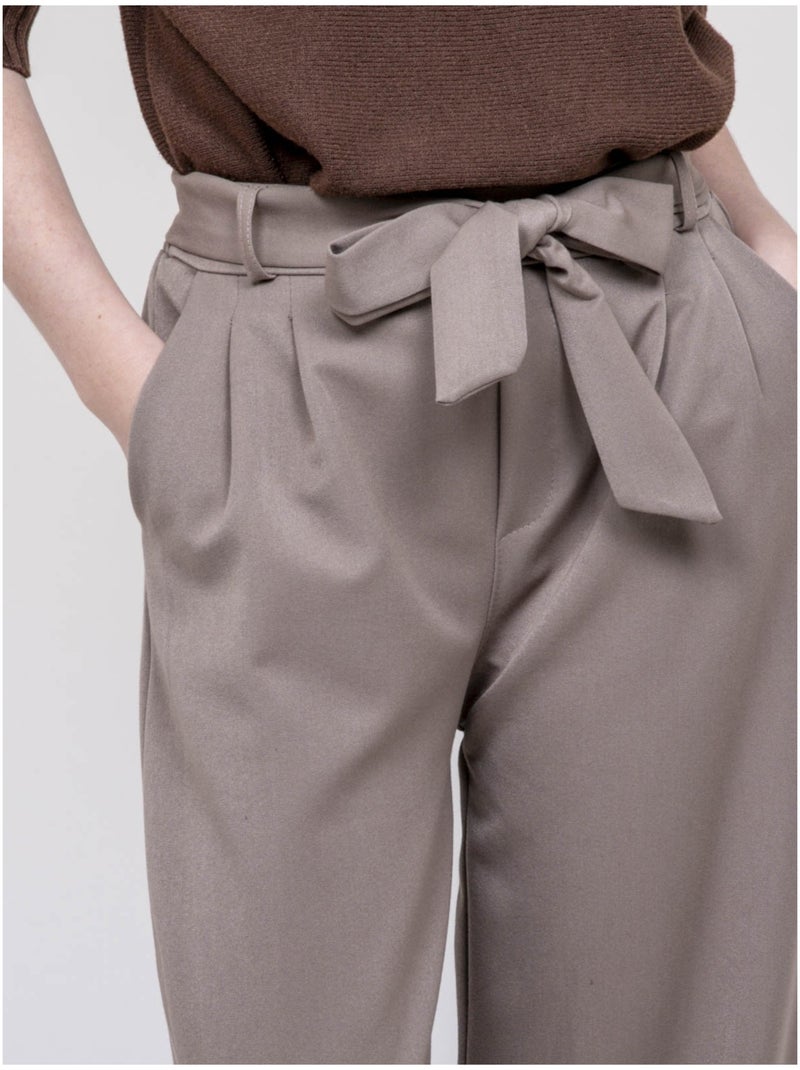 Pantalon taille haute EDERINA Beige - Kiabi