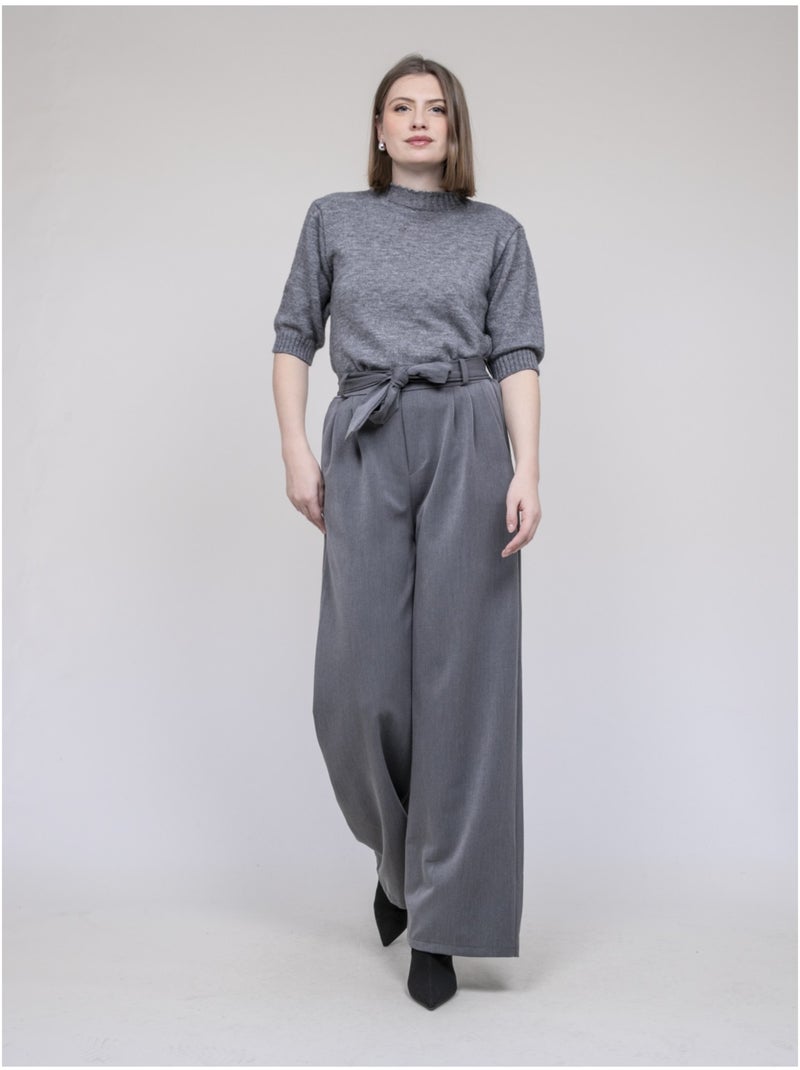 Pantalon taille haute EDERINA Gris - Kiabi