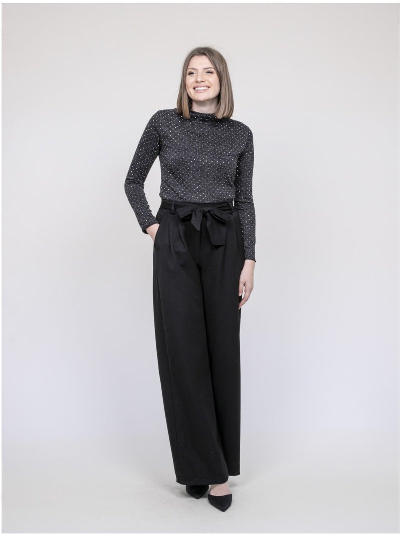 Pantalon taille haute EDERINA Noir - Kiabi