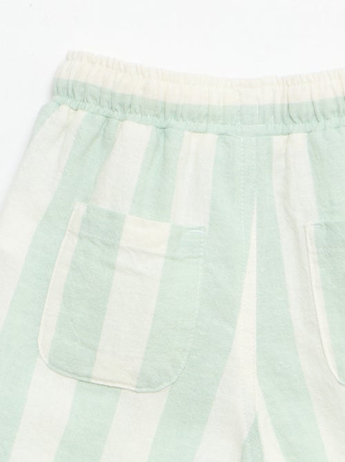 Pantalon taille haute en coton et lin - Kiabi