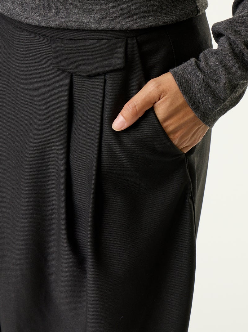 Pantalon taille haute forme large barrel Noir - Kiabi