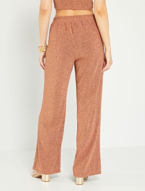 Pantalon Flare Maille Côtelée - Taille élastique - Viscose Et Polyamide