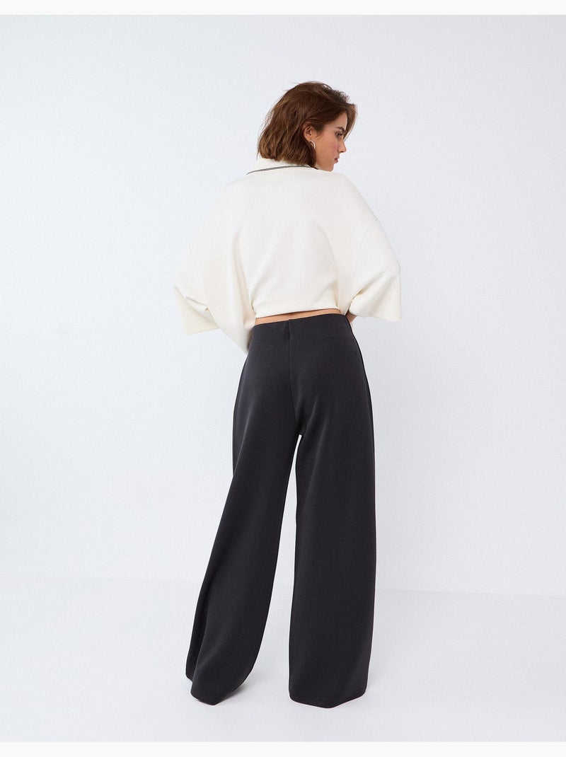 Pantalon taille haute, mo fashion Gris - Kiabi