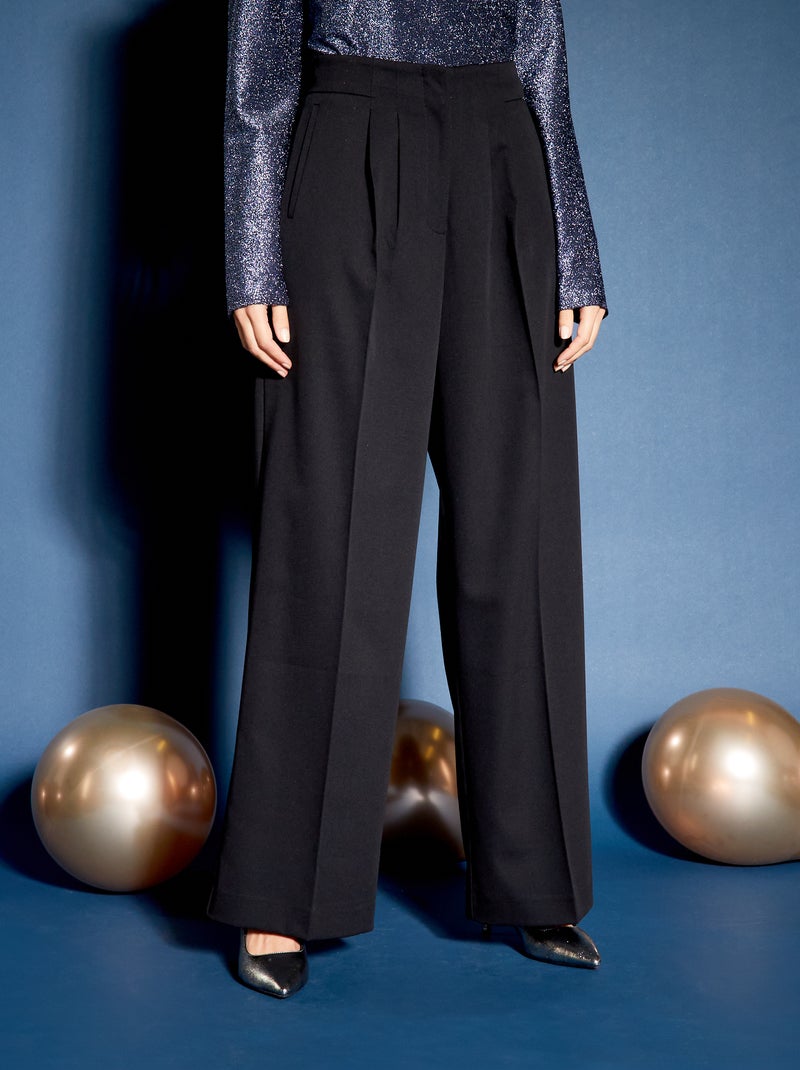 Pantalon tailleur à coupe large noir - Kiabi