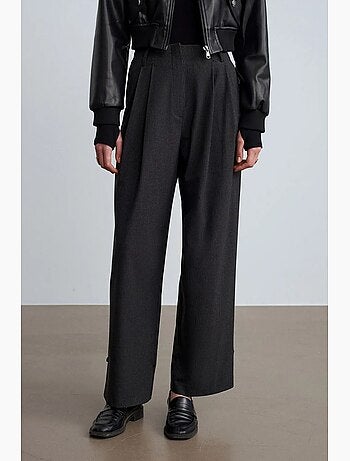 Pantalon tailleur à taille haute et plis dilvin