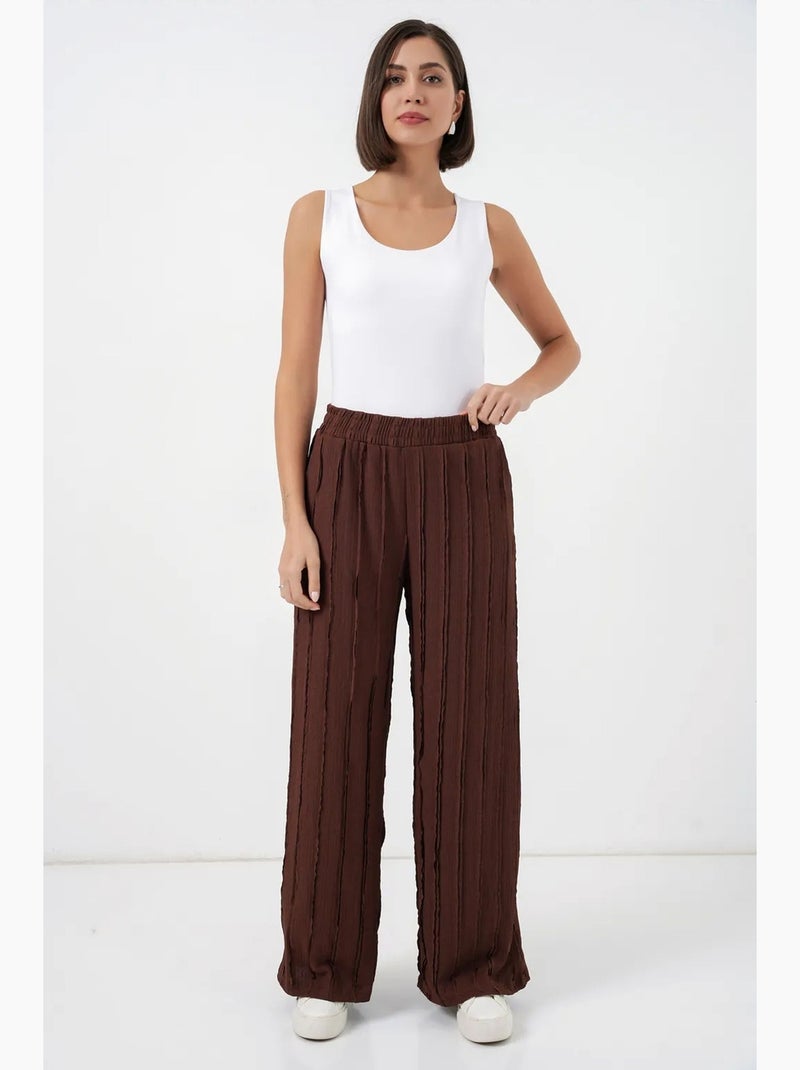Pantalon texturé à jambes larges bdart Marron chocolat - Kiabi