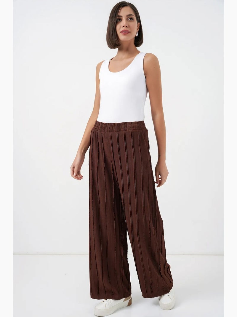 Pantalon texturé à jambes larges bdart Marron chocolat - Kiabi