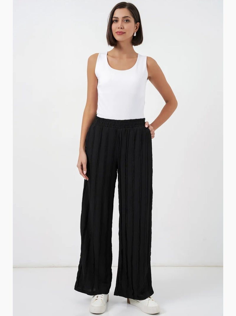 Pantalon texturé à jambes larges bdart Noir - Kiabi