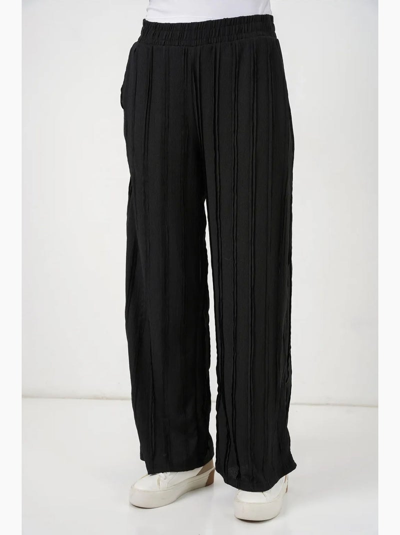 Pantalon texturé à jambes larges bdart Noir - Kiabi