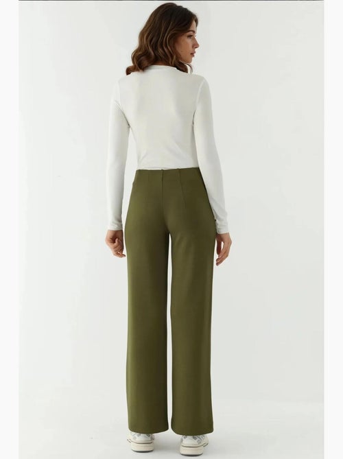 Pantalon texturé taille haute à jambes larges hiccup - Kiabi