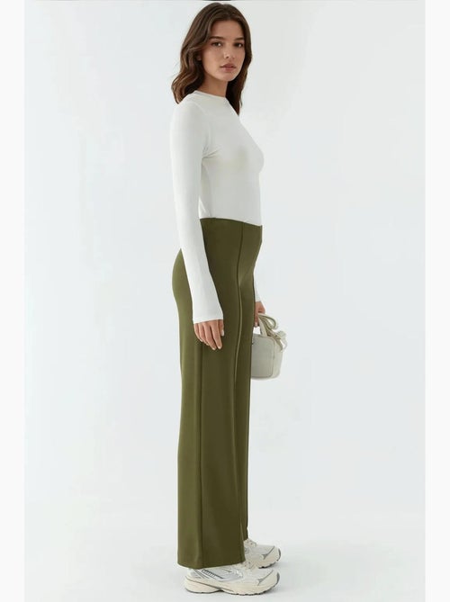 Pantalon texturé taille haute à jambes larges hiccup - Kiabi