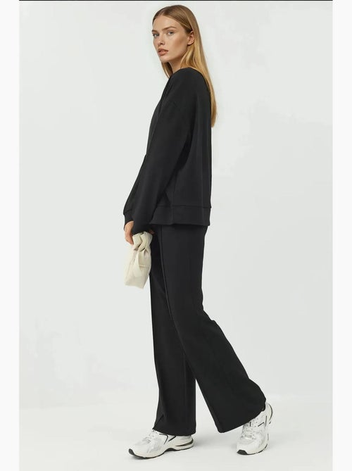 Pantalon texturé taille haute à jambes larges hiccup - Kiabi