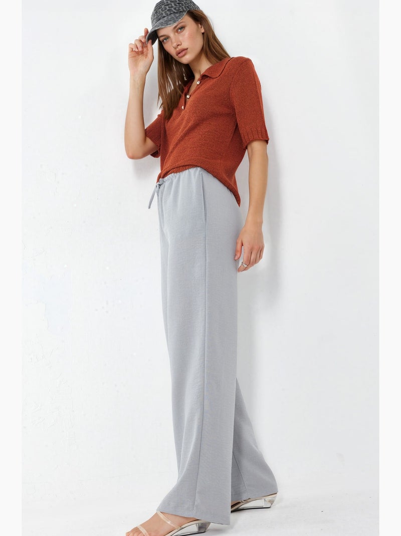 Pantalon tissé à jambe droite pour femme busem Gris clair - Kiabi