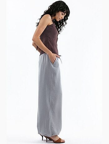 Pantalon tissé à jambe large avec taille à cordon de serrage busem