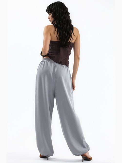 Pantalon tissé à jambe large avec taille à cordon de serrage busem - Kiabi