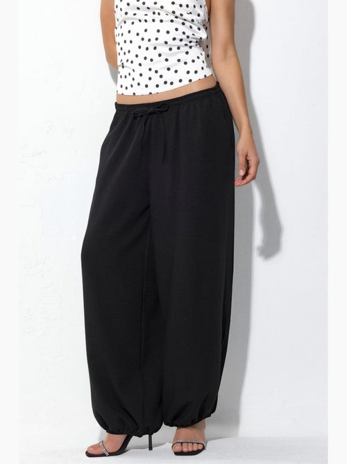 Pantalon tissé à jambe large avec taille à cordon de serrage busem - Kiabi