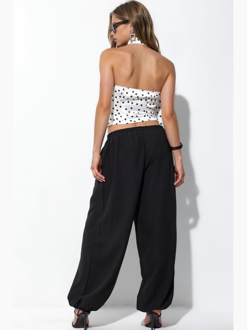 Pantalon tissé à jambe large avec taille à cordon de serrage busem - Kiabi