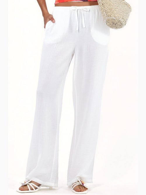 Pantalon tissé à jambe large pour femme busem - Kiabi