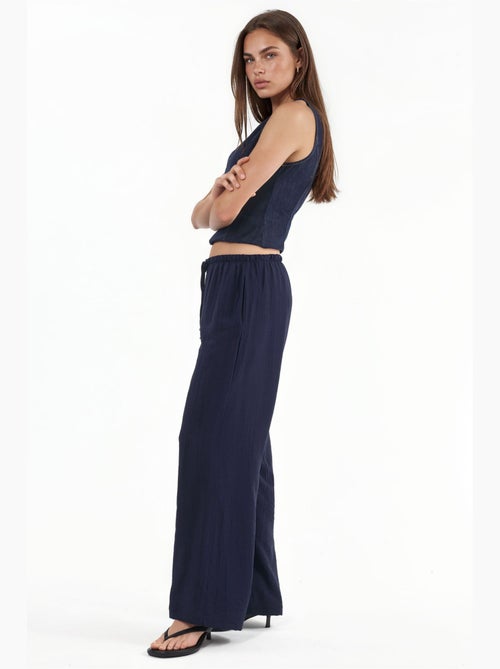 Pantalon tissé à jambe large pour femme busem - Kiabi