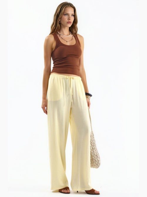 Pantalon tissé à jambe large pour femme busem - Kiabi