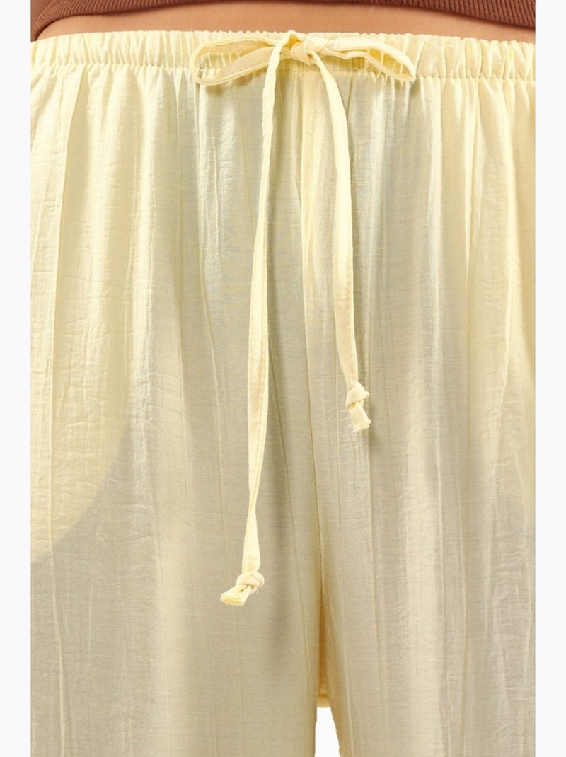 Pantalon tissé à jambe large pour femme busem Jaune citron - Kiabi