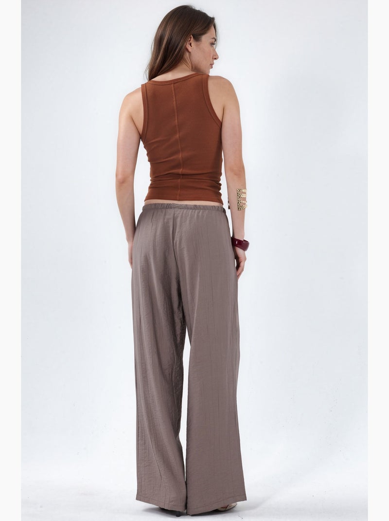 Pantalon tissé à jambe large pour femme busem Taupe - Kiabi