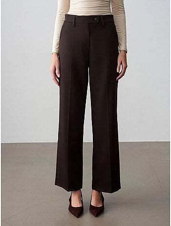 Pantalon tissé à jambes larges, taille mi-haute dilvin