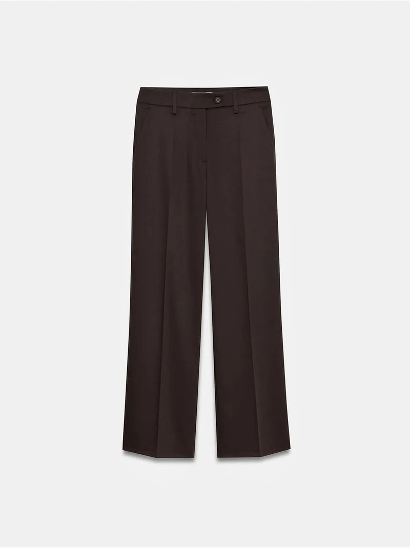 Pantalon tissé à jambes larges, taille mi-haute dilvin Marron foncé - Kiabi