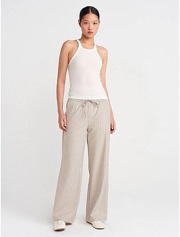 Pantalon tissé rayé à jambe large dilvin
