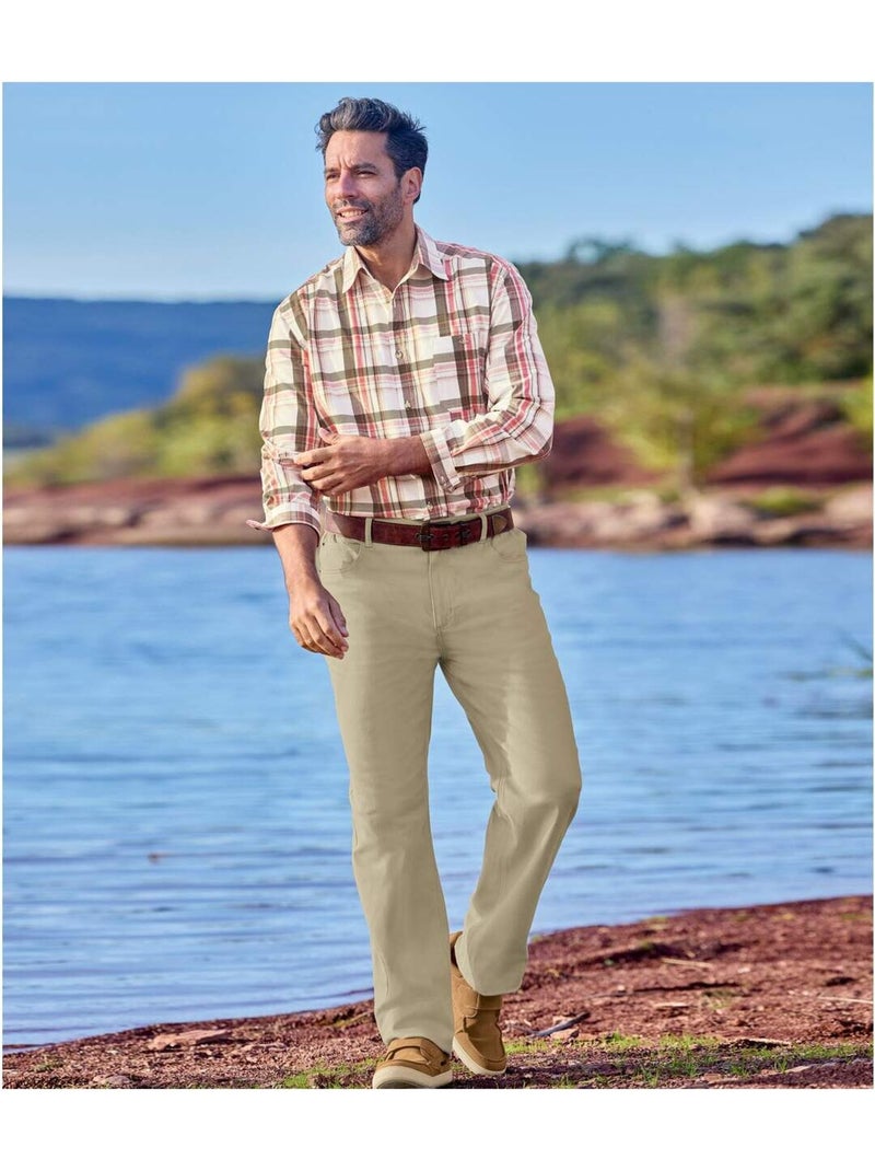 Pantalon Toile Stretch Semi-Élastiqué   - ATLAS FOR MEN Beige - Kiabi