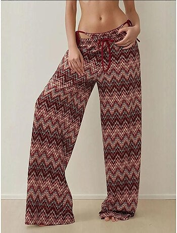 Pantalon tricoté coloré à jambes larges