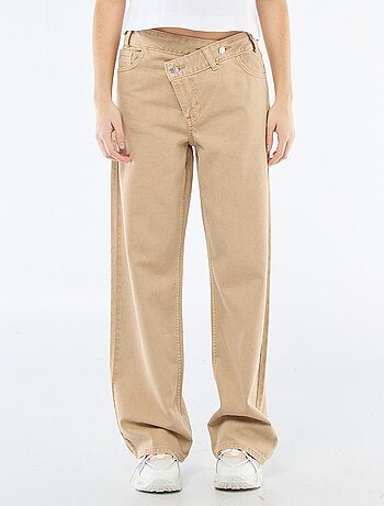 Pantalon twill ouverture asymétrique