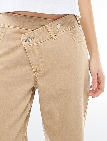 Pantalon twill ouverture asymétrique